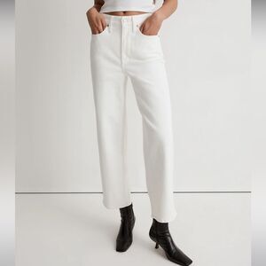 Madewell NWT The Perfect Vintage Wide Leg Crop Jeans Size 32 in Tile White